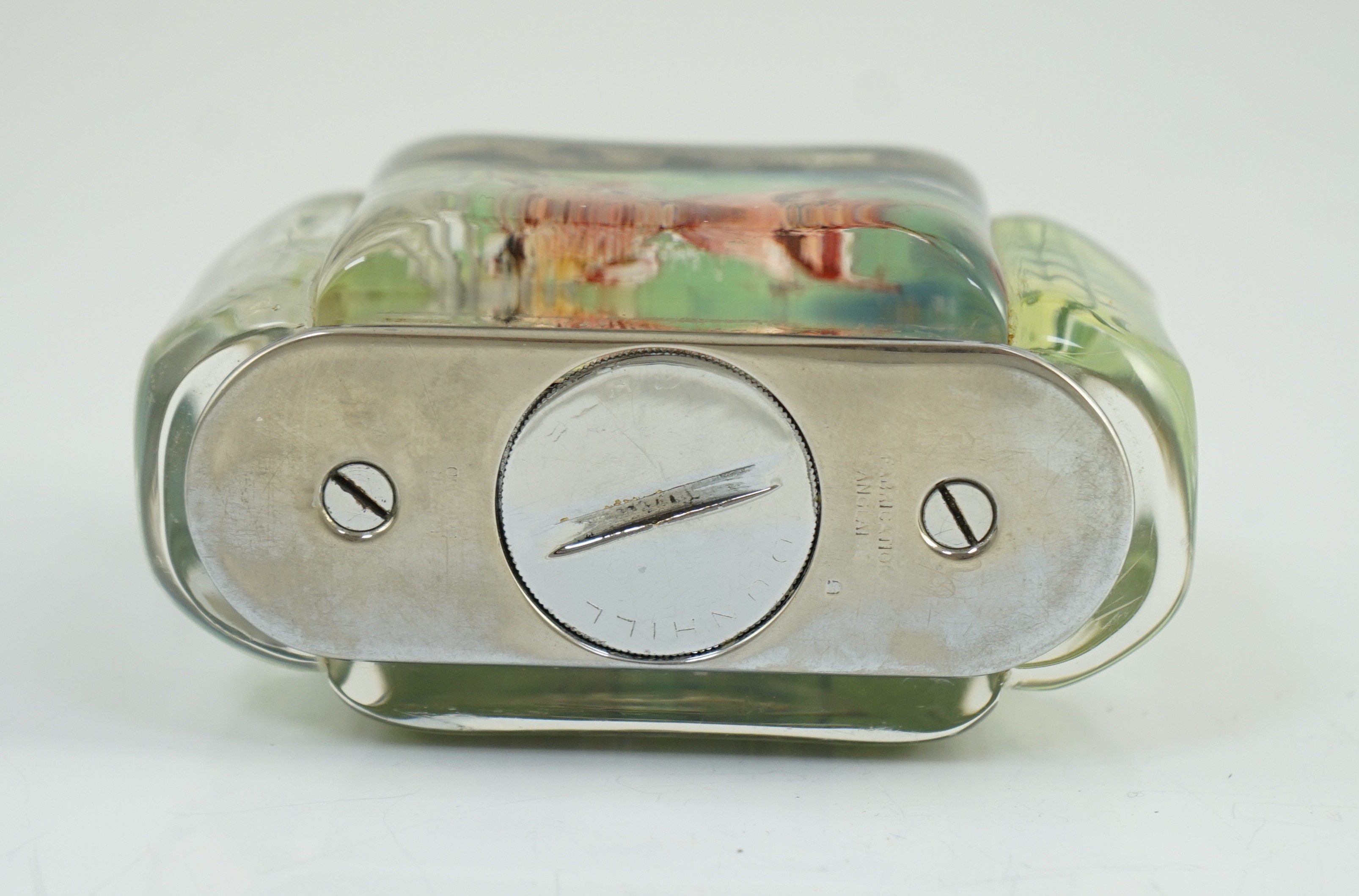 A Dunhill Aquarium table lighter, 9.5cm long 7.5cm high